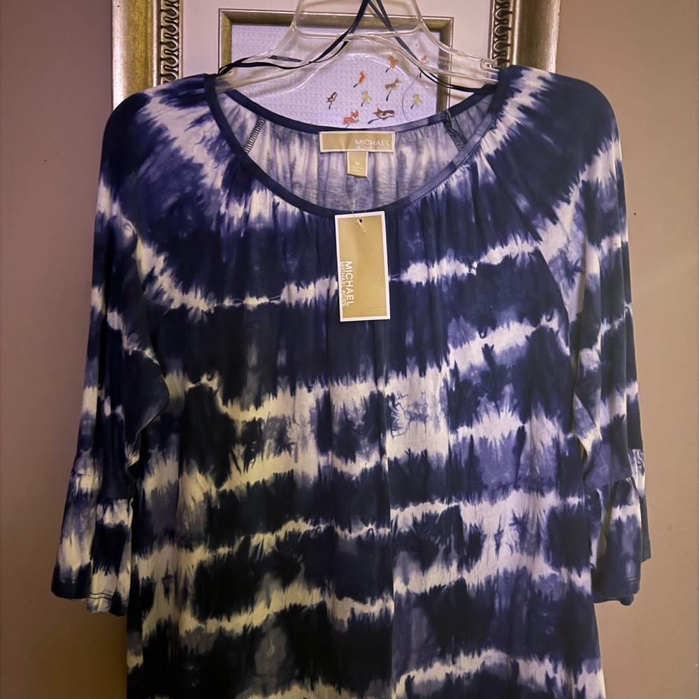 Michael Kors Navy Tie-Dye Blouse